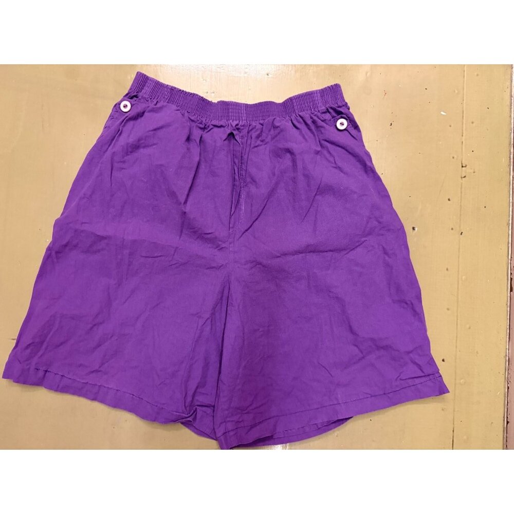 VTG Purple Elastic Waist Long Cotton Shorts 13/14